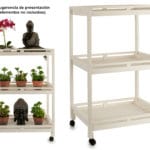 CARRO MADERA 3 ESTANTES 4 RUEDAS