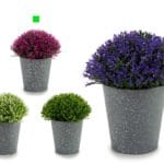 MACETA GRIS PTOS FLOR FUXIA