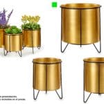 MACETERO DORADO 22X23 CM