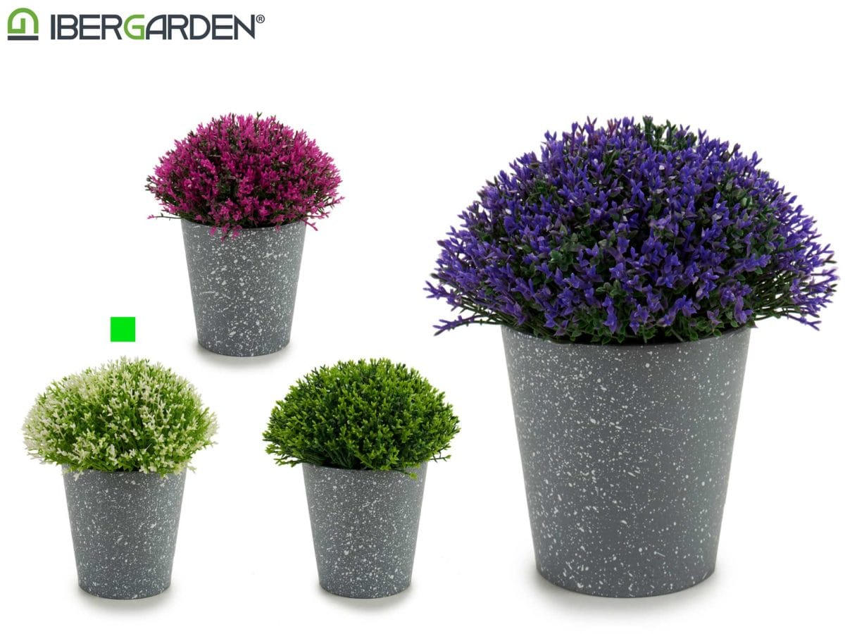 MACETA GRIS PTOS FLOR BLANCA - Imagen 1