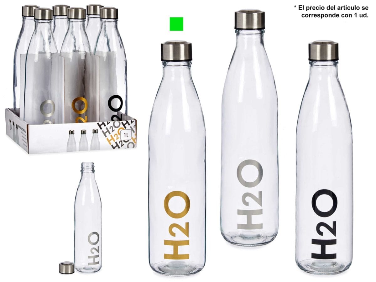 BOTELLA H2O TRANSP. 1 L DORADA - Imagen 1