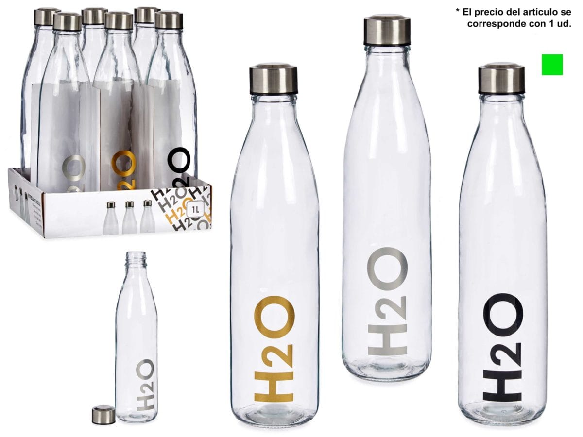 BOTELLA H2O TRANSP. 1 L NEGRA - Imagen 1