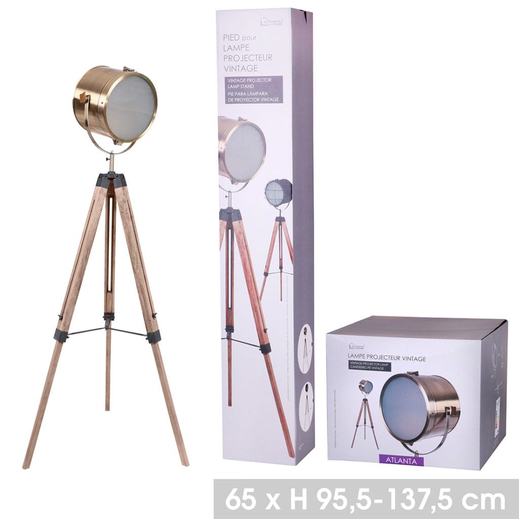 LAMPARA TRIPODE PROYECTOR BRONCE