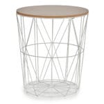 MESA METAL BLANCA TAPA MADERA