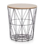 MESA METAL NEGRA TAPA MADERA