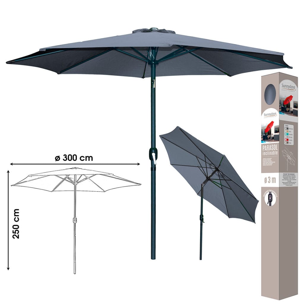 SOMBRILLA D 3 MT. GRIS OSCURO