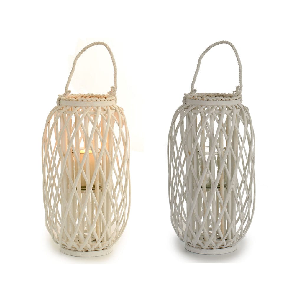 PORTAVELAS MIMBRE 52 CM BLANCO