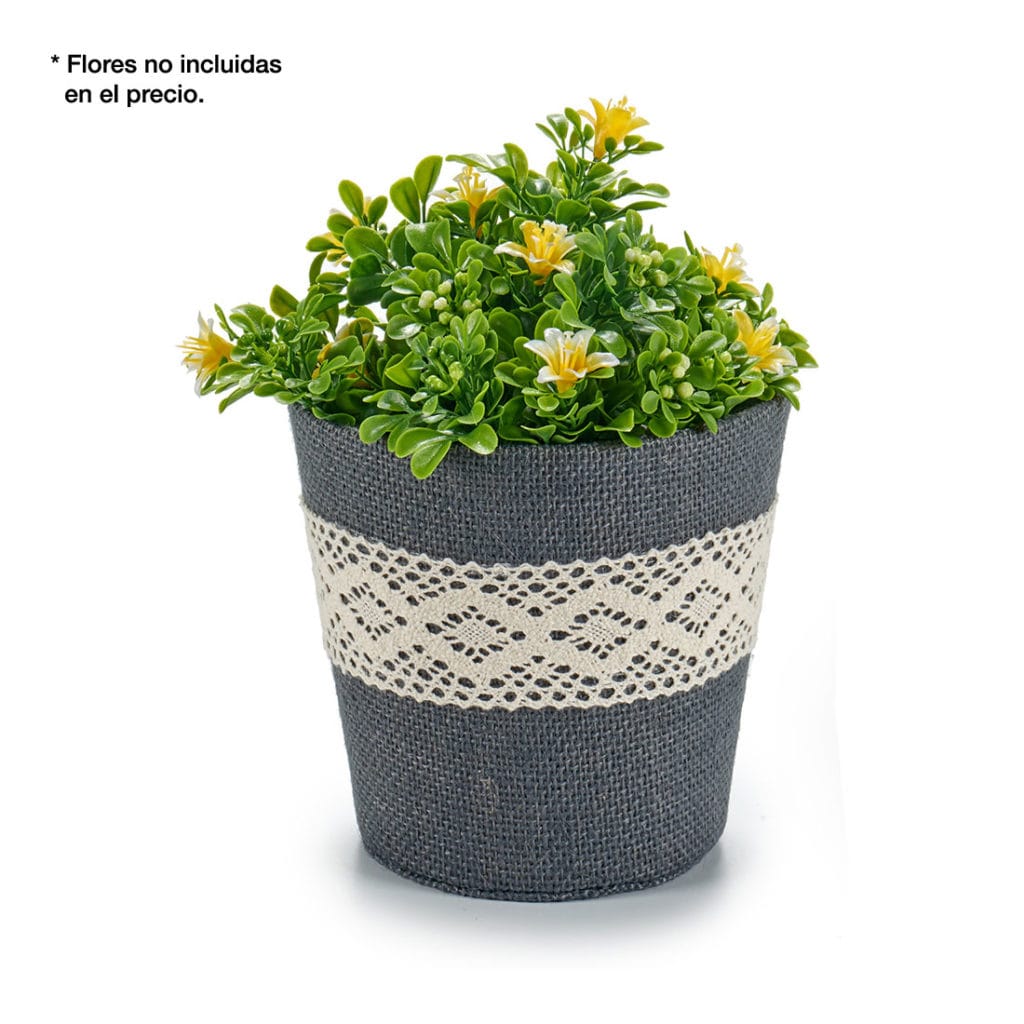 MACETA SACO MED PUNTILLA GRIS