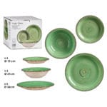 VAJILLA 18 PZS GRES VERDE BORDE