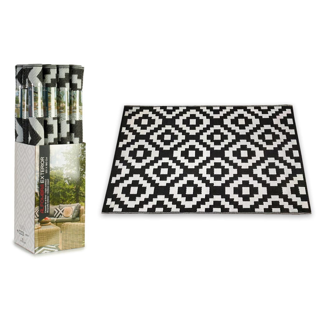 ALFOMBRA EXTERIOR ROMBOS NEGRO