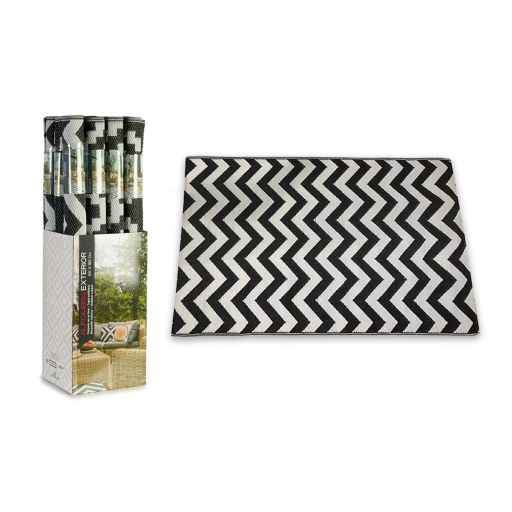 ALFOMBRA EXTERIOR ZIG ZAG NEGRO