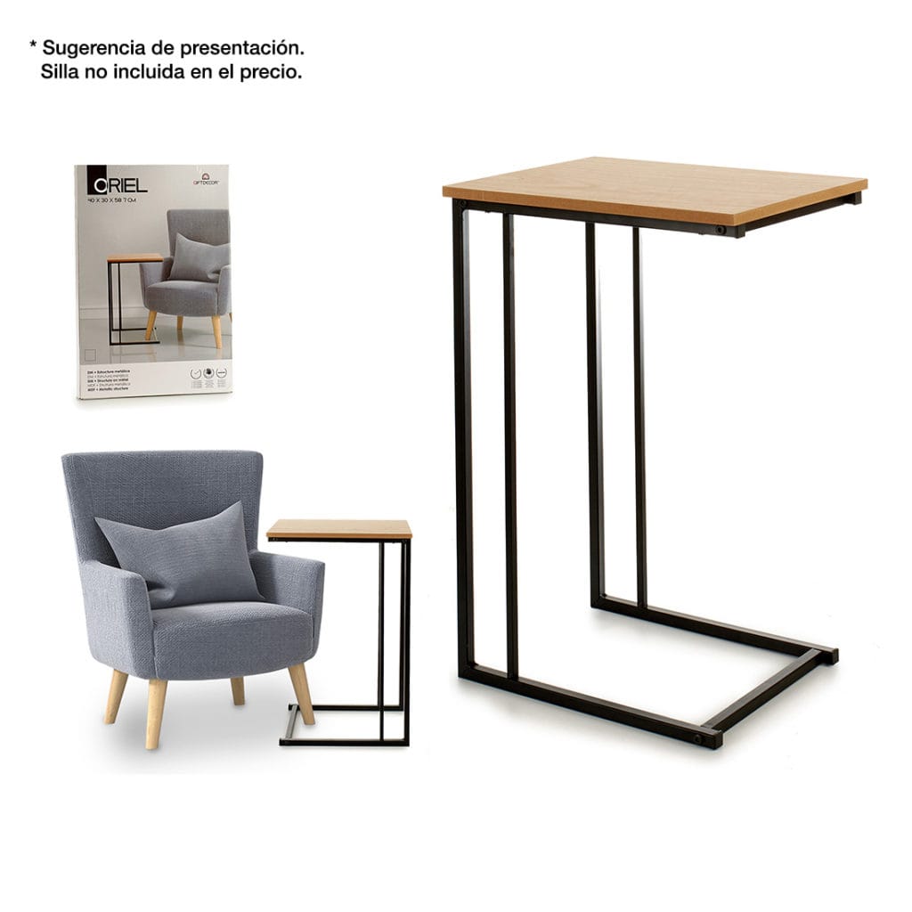 MESA METAL AUXILIAR PATAS NEGRAS