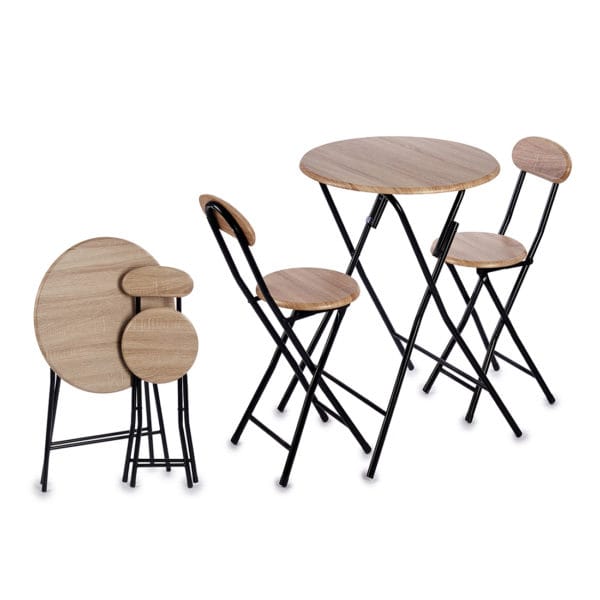 MESA Y 2 SILLAS PATAS NEGRAS