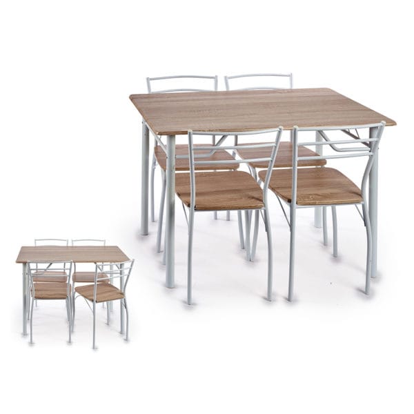 MESA Y 4 SILLAS PATAS BLANCAS