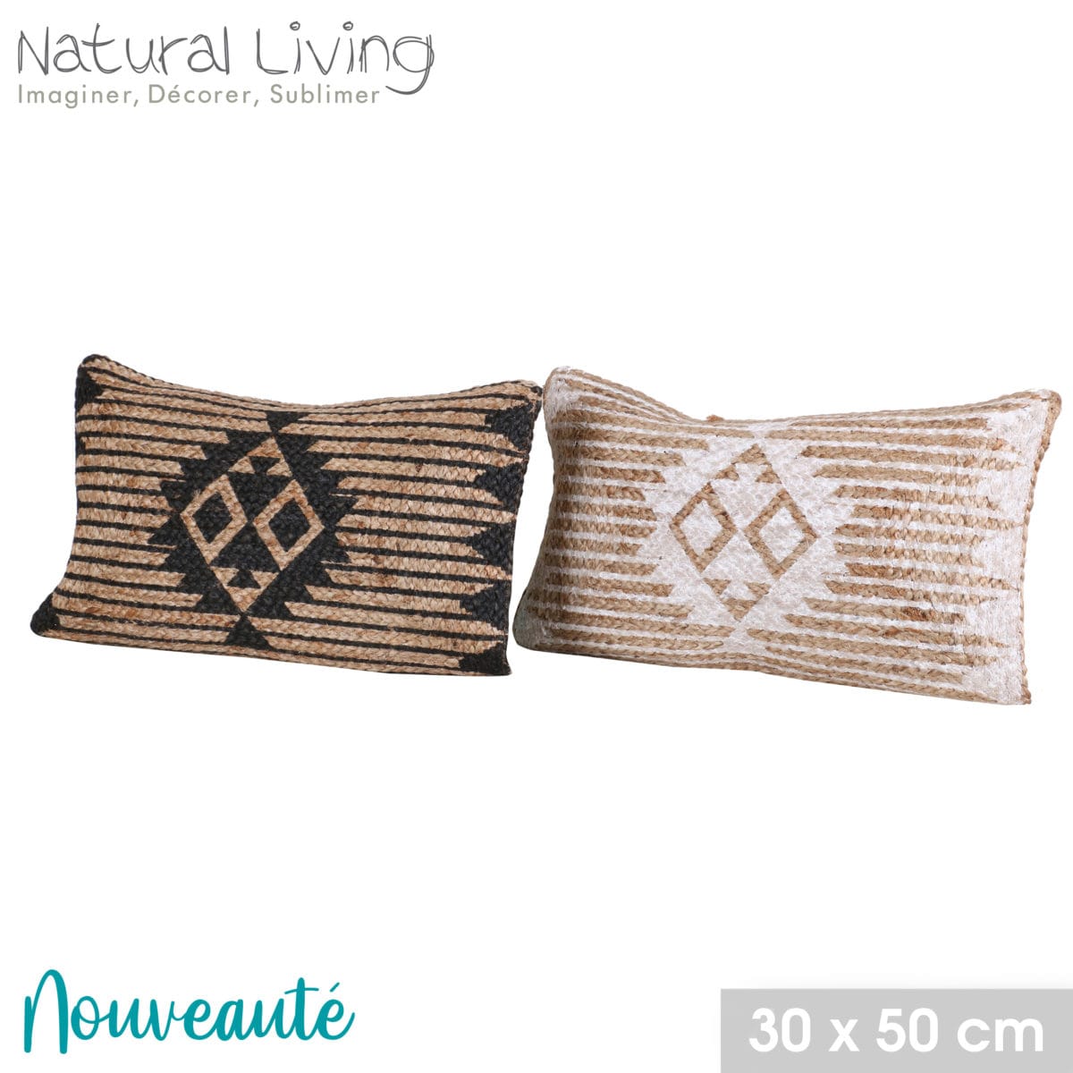 COJIN 100 % YUTE MARRON 30X50 CM - Imagen 2