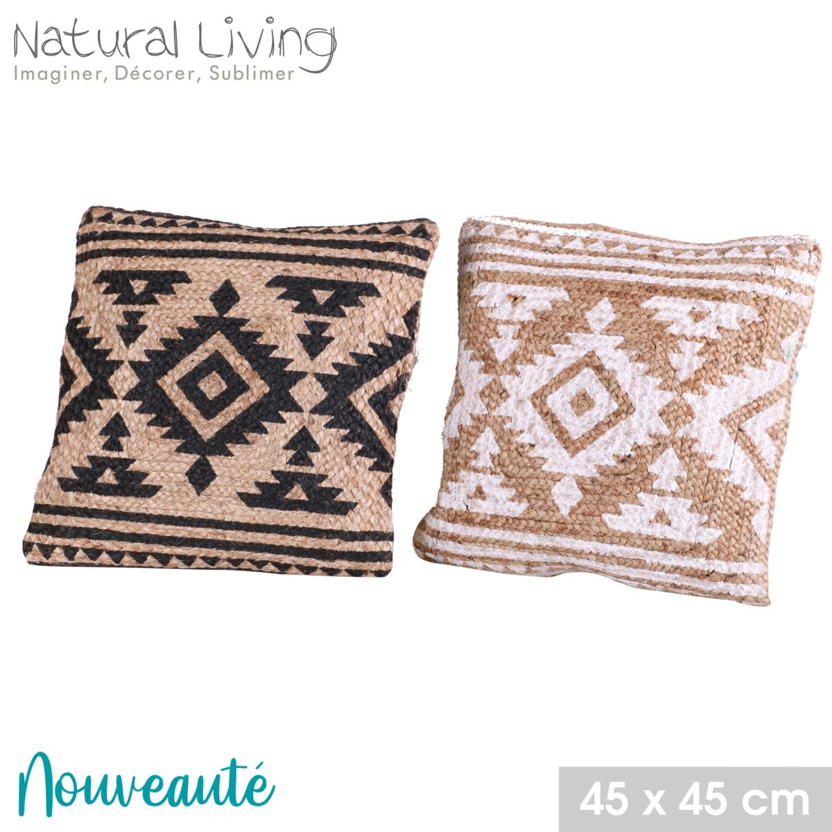 COJIN 100 % YUTE 45X45 CM COJIN 100 % YUTE NEGRO 45X45 CM - Imagen 2