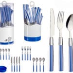 JUEGO 16 CUBIERTOS INOX AZUL