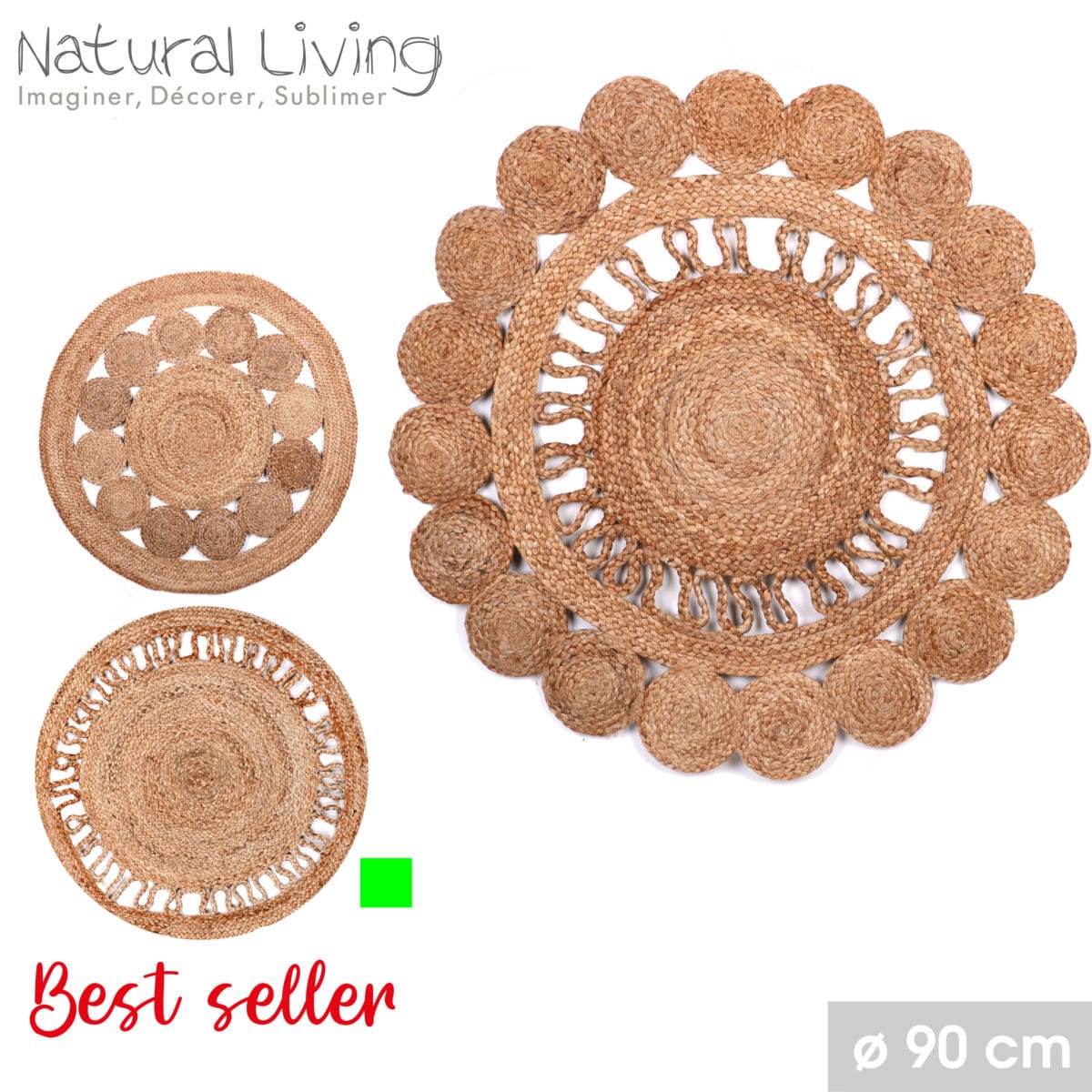 ALFOMBRA YUTE 90 CM CENEFA - Imagen 2