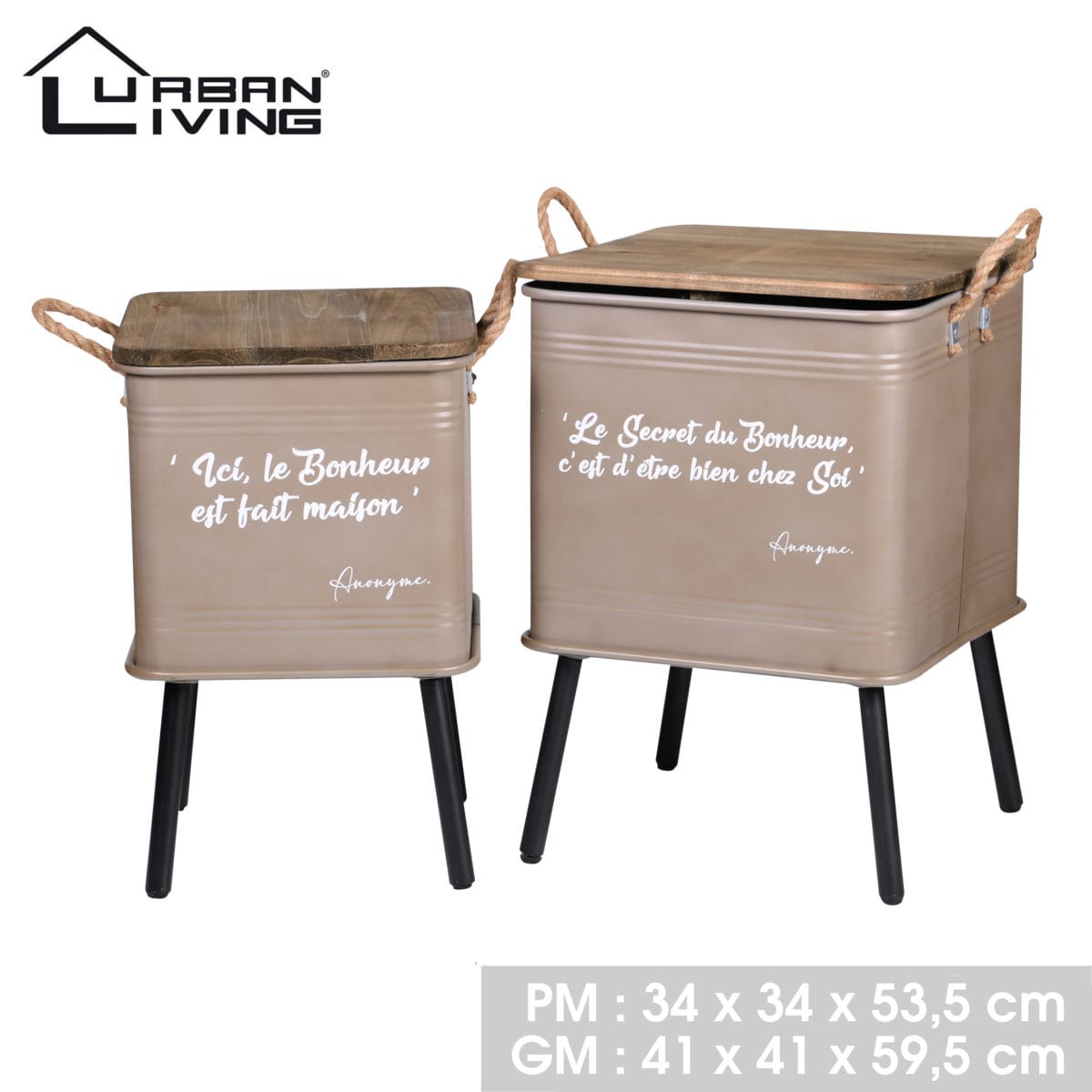 CAJA METAL PIE TAUPE 34X34X53,5 - Imagen 2