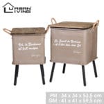 CAJA METAL PIE TAUPE 34X34X53,5 - Imagen 2
