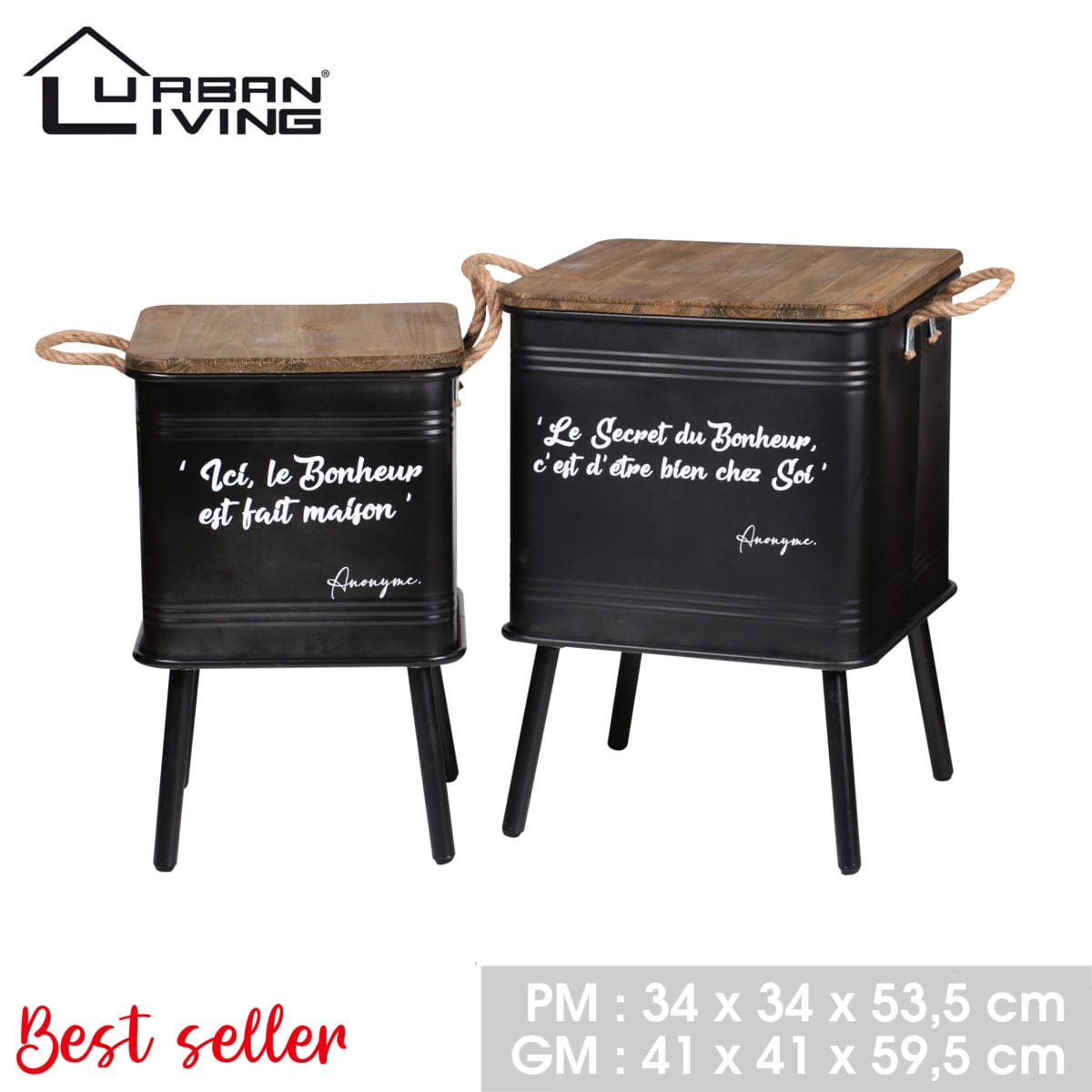 CAJA METAL PIE NEGRO 34X34X53,5 - Imagen 2