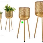 MACETERO METAL DORADO MED.