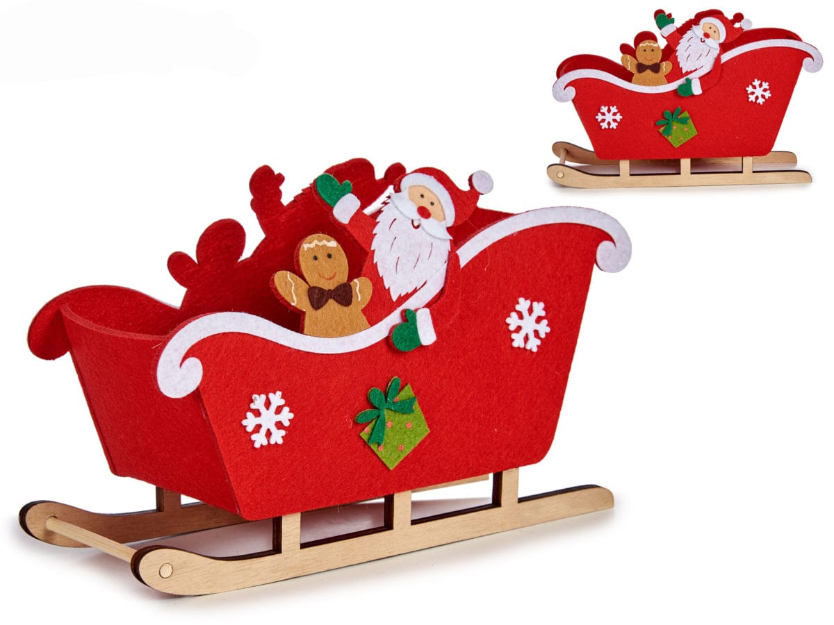 CESTA TRINEO NAVIDAD ROJO - Imagen 1