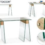 MESA RECIBIDOR VIDRIO C/ MADERA