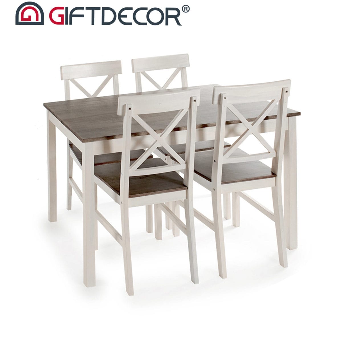 JUEGO MESA 4 SILLAS GRIS BLANCA - Imagen 3