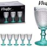 COPA VINO PUNTOS PIE TURQUESA