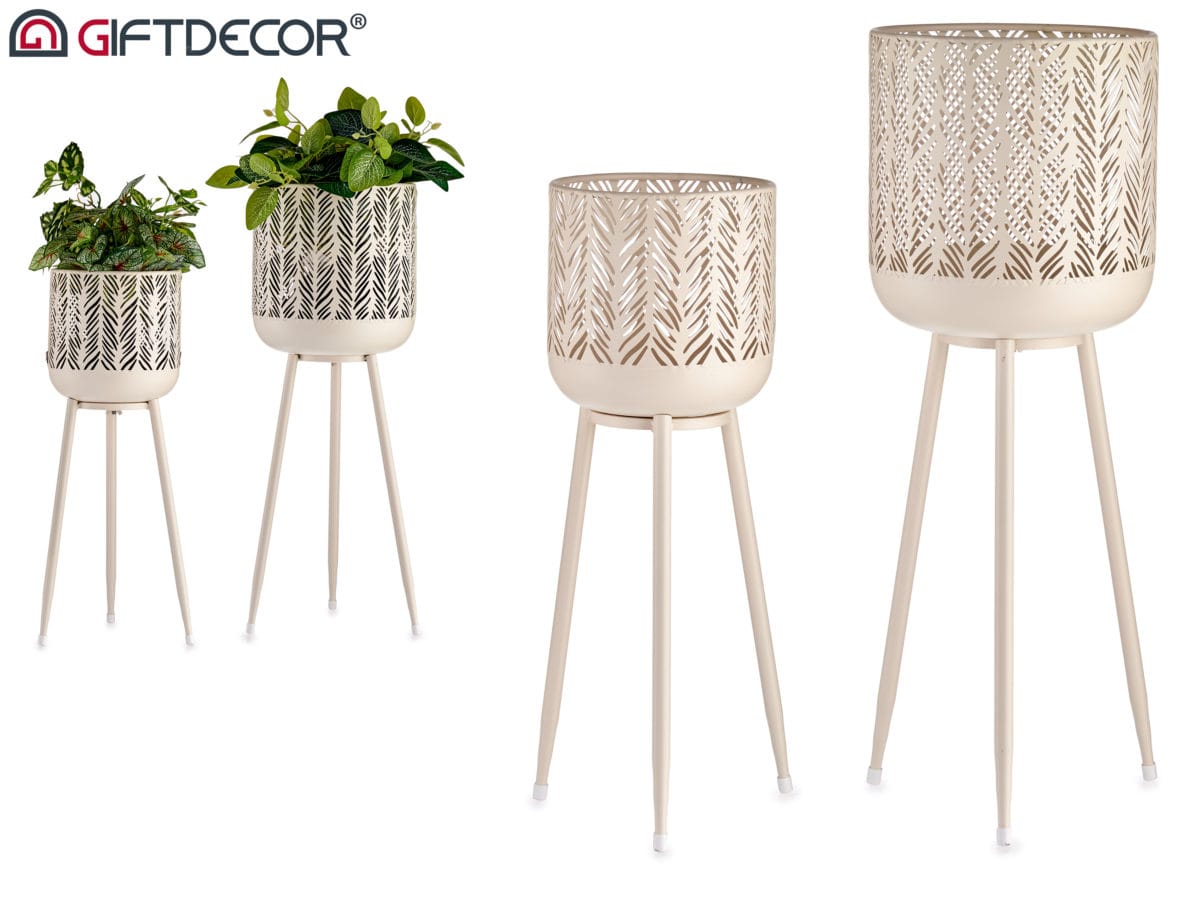 MACETERO METAL CREMA GR. - Imagen 2