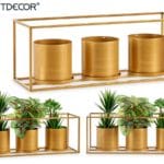 TRES MACETAS C/ SOPORTE DORADO