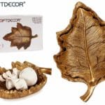 BANDEJA HOJA DORADA 28X18X6,5