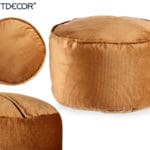 PUFF TERCIOPELO BEIGE 60X35 CM