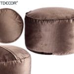 PUFF TERCIOPELO GRIS 60X35 CM