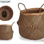 CESTA JUNCO 40 CM NATURAL NEGRO