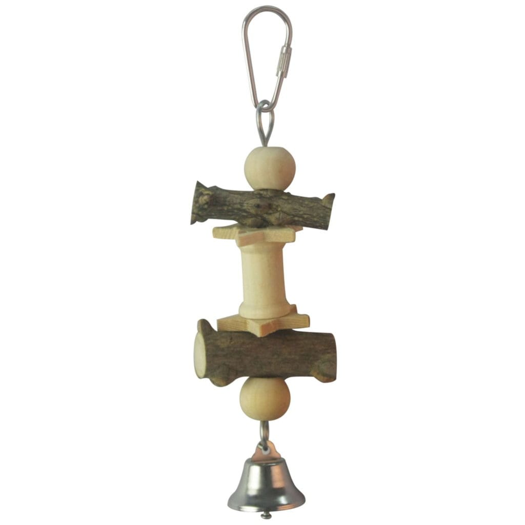 br414 juguete de madera natural con campana para pajaros 18 5 cm general 7551