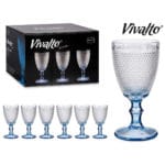 COPA VINO PUNTOS PIE AZUL COBALT