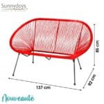 SOFA 2 PLAZAS RESINA ROJO