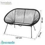 SOFA 2 PLAZAS RESINA NEGRO