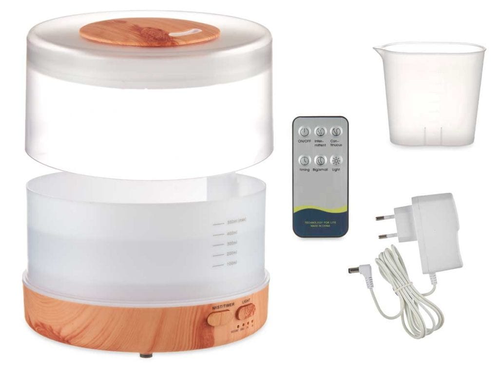 Humidificador base acabado madera led 500ml2
