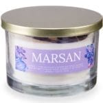 VELA VASO VIOLETA TAPA DORADA