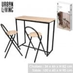 MESA RECTANGULAR 2 TABURETES