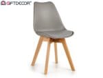 SILLA PLASTICO PATA MADERA GRIS