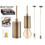 LAMPARA COLGANTE ACERO ORO 12 CM - Imagen 2