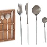 SET CUBIERTOS 8 PCS PLATA/BLANCO