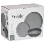VAJILLA 18 PIEZAS GRES GRIS OSCU