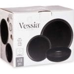 VAJILLA 18 PIEZAS GRES NEGRO