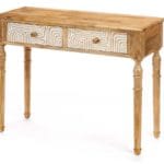 MESA 2 CAJONES CURVAS NATURAL BL