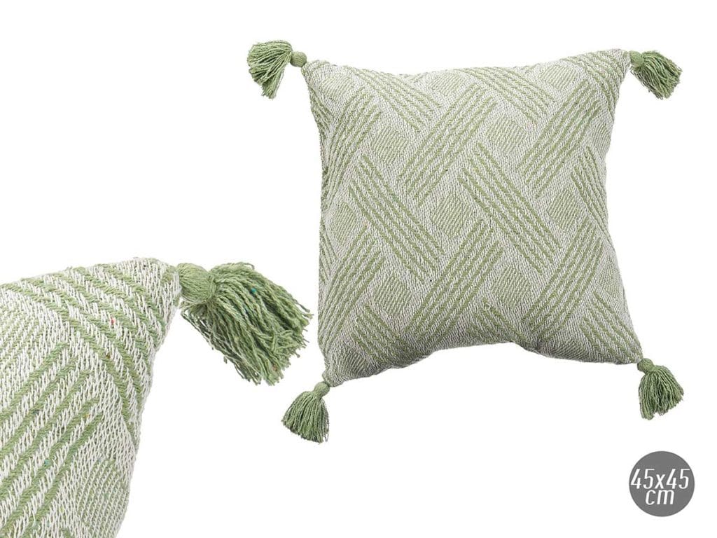 Cojin jacquard verde 45x45 cm surt 2